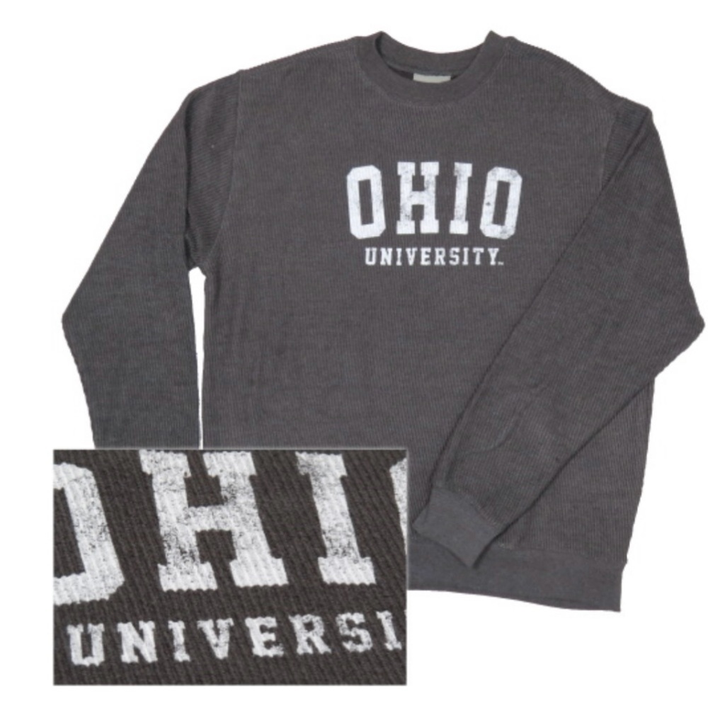 Ohio University Charcoal Crewneck with White Lettering